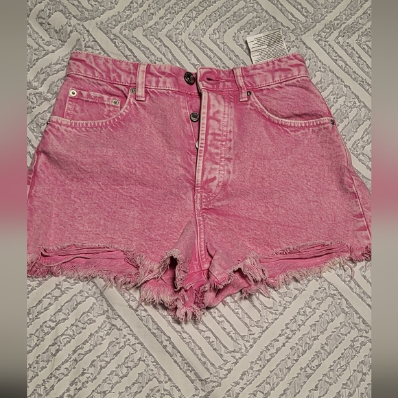 SOLD " Zara Distress Pink Jean Shorts 26 - Picture 3 of 9